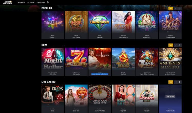 casino-universe-review spelaanbod