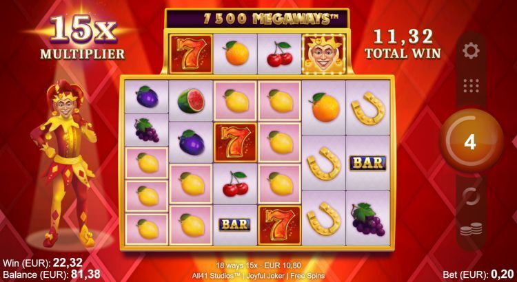 Joyful Joker Megaways bonus free spins win