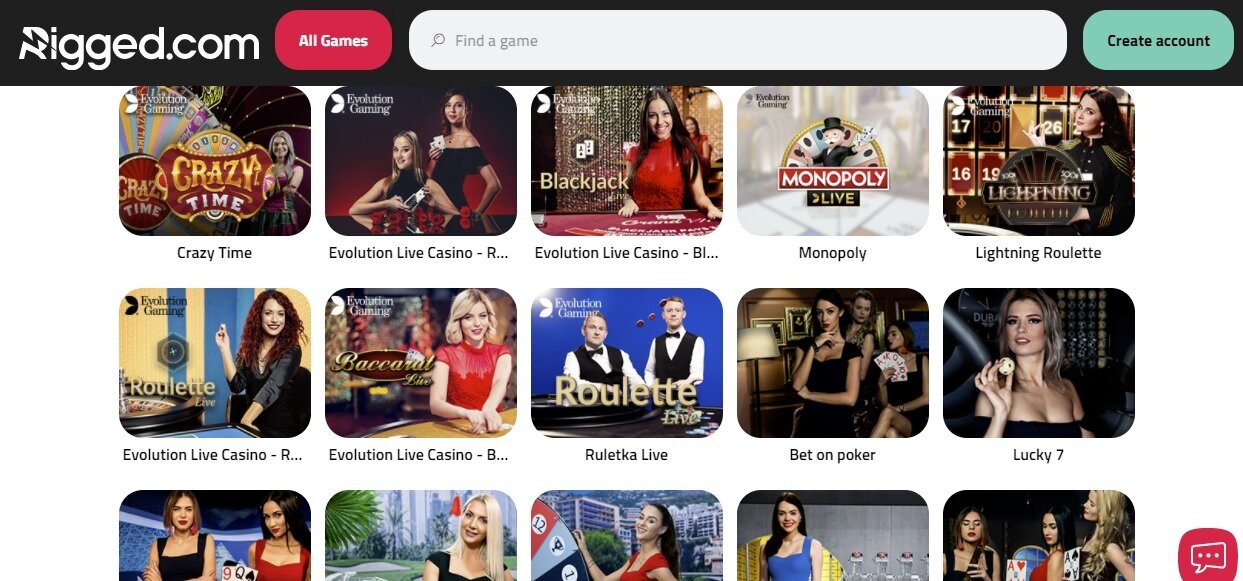 Rigged Casino – Spelaanbod