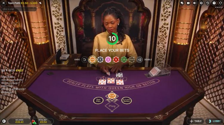 Teen Patti Inzetten