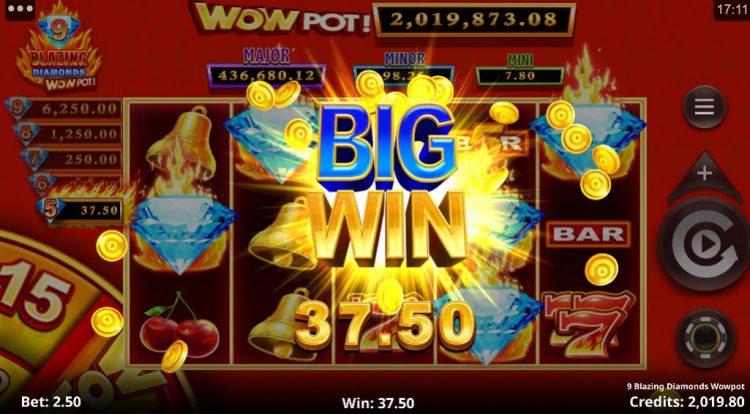 Big Win op Blazing Diamonds Wowpot