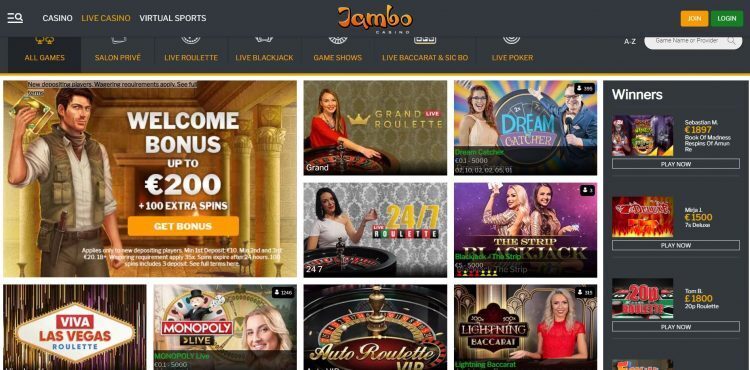 Jambo Casino Live Casino