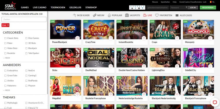 Live Casino van Star Casino
