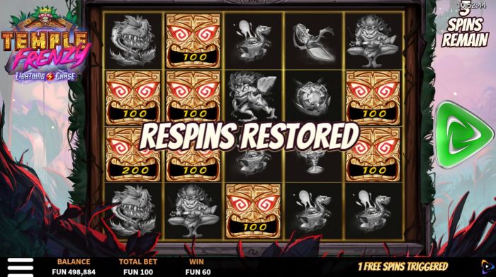 Temple Frenzy Lightning Chase Respin Bonus