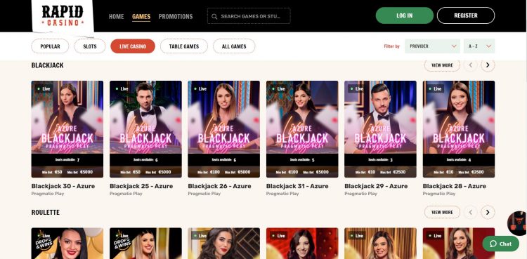 Live Casino van Rapid Casino