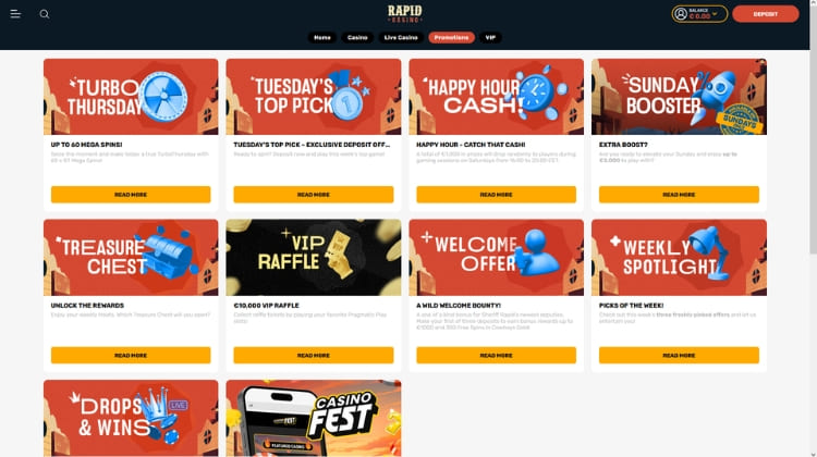Rapid Casino Promoties en Bonussen