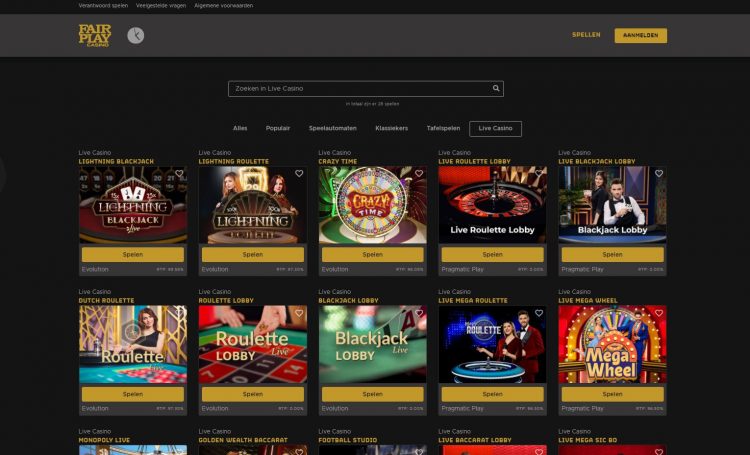 Live Casino van Fair Play Online