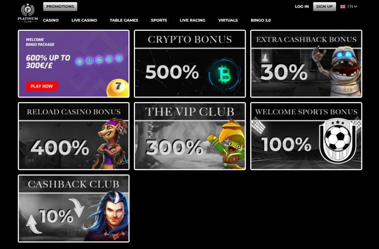 Platinumclub VIP Casino Bonussen