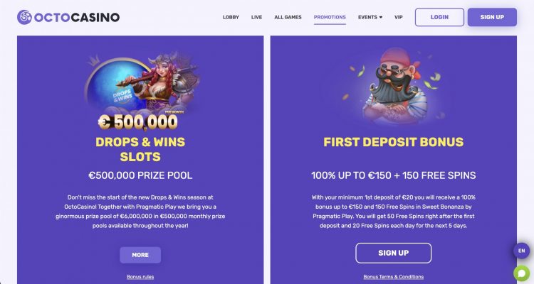 Octo casino Bonus