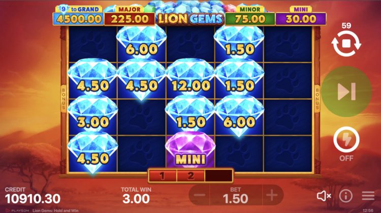Lion Gems Hold and Win Bonus