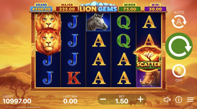 Lion Gems Hold and Win Gameplay