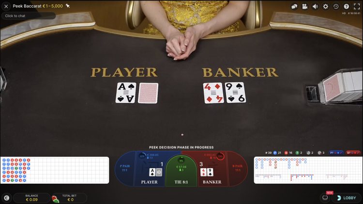 Evolution Peek Baccarat Gameplay