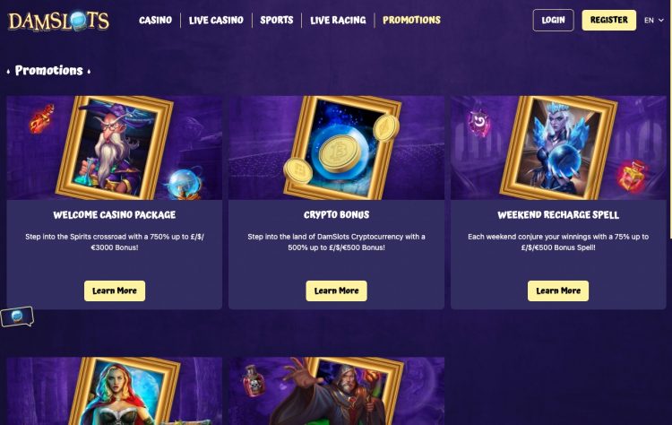 Damslots Casino Promoties en Bonussen