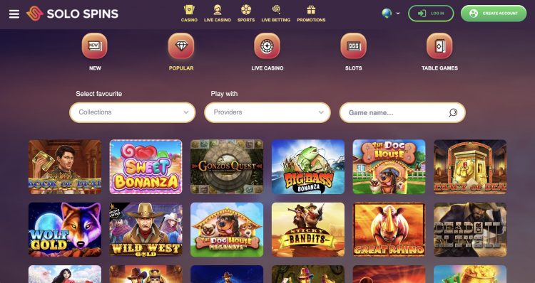 SoloSpins Casino - Spelaanbod - Gokkasten