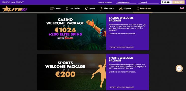 Elite24Bet - Casino Bonus