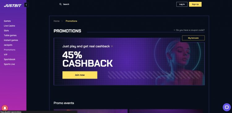 Justbit - Promoties en bonussen