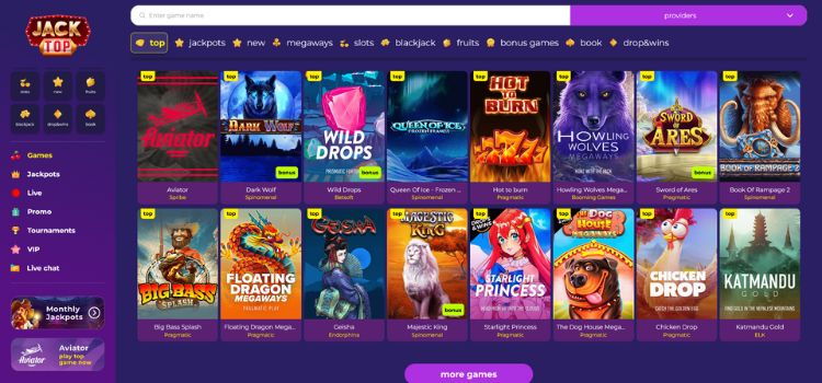 Jacktop Casino – Spelaanbod