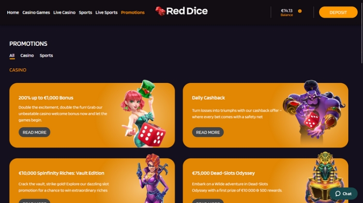 RedDice Casino Promoties en Bonussen