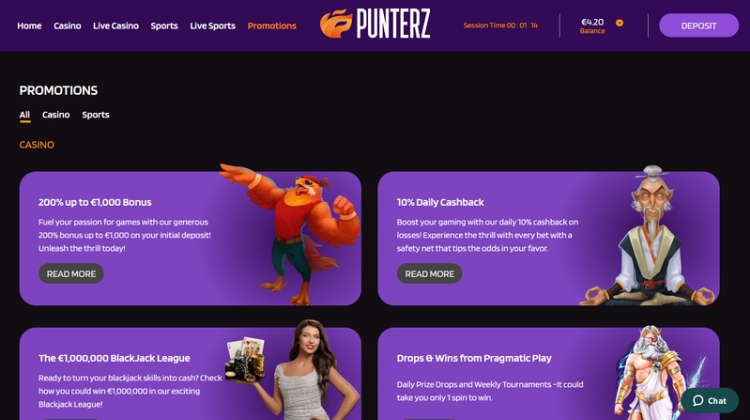 Punterz Promoties en Bonussen