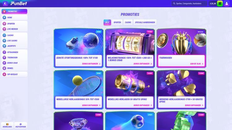 Funbet Promoties en Bonussen