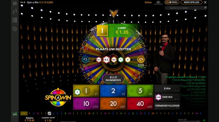 Playtech Live Spin a Win Gameplay