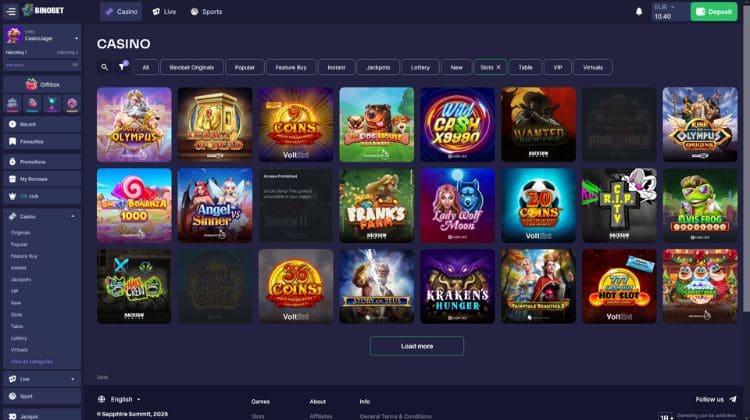Binobet Casino Spelaanbod