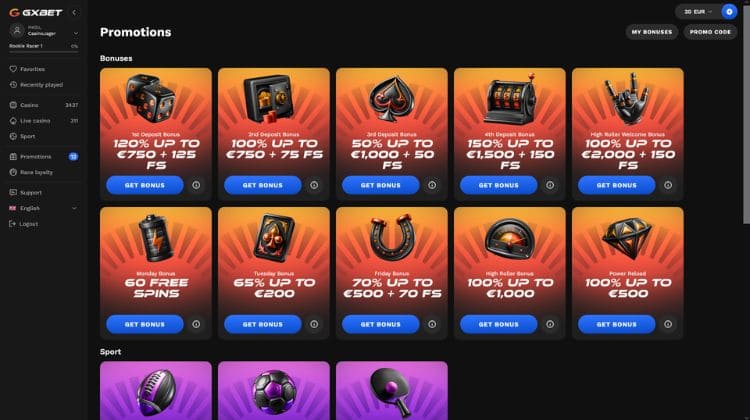 GxBet Promoties en Bonussen
