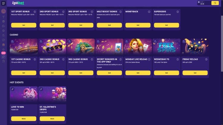 IgoBet Promoties en Bonussen