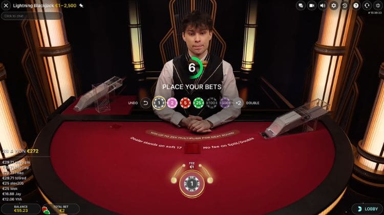 Lightning Blackjack Inzet Fee