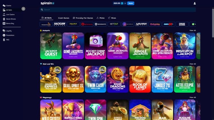 Spinsino Casino Spelaanbod