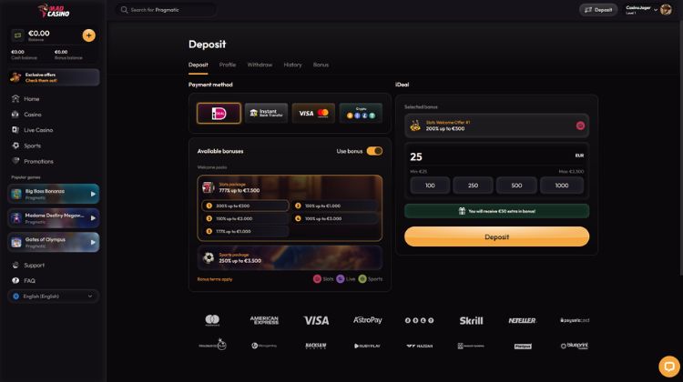 MadCasino iDEAL Storting