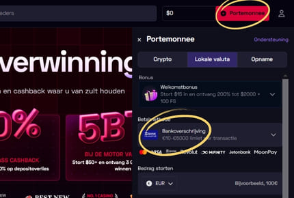 Betalen in het Entercash Casino - Cashier