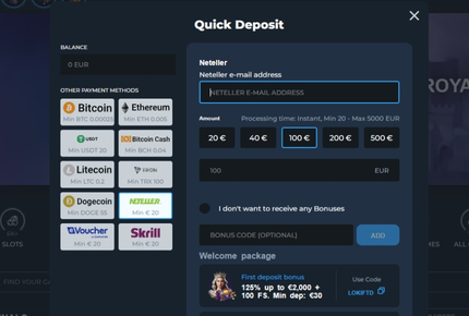 Casino Neteller Betalen - Selecteer Betaalmethode