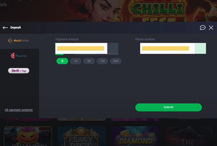 MuchBetter Storting - Stortingsbedrag