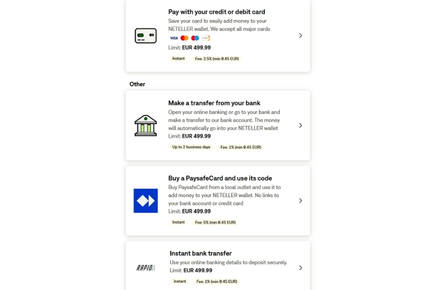Selecteer Neteller Betaalmethode