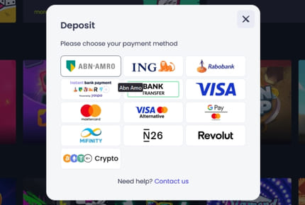 Casino Noda Pay Betalen - Selecteer Betaalmethode