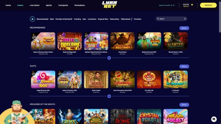 LyraBet Casino Spelaanbod