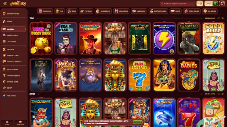 Magius Casino Spelaanbod