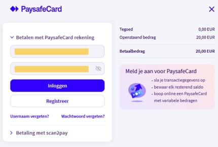 Online Casino PaysafeCard - Inloggen