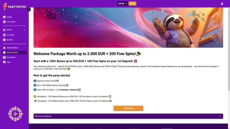 PartySpins Promoties en Bonussen