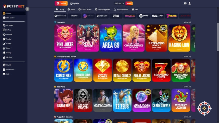 PuppyBet Casino Spelaanbod