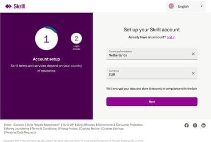 Skrill Casino - Registreren
