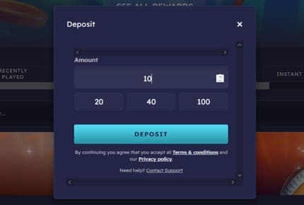 CASHlib Storting - Stortingsbedrag