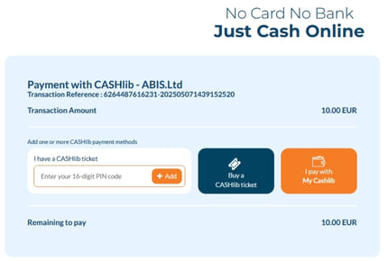 Online Casino CASHlib - Voucher