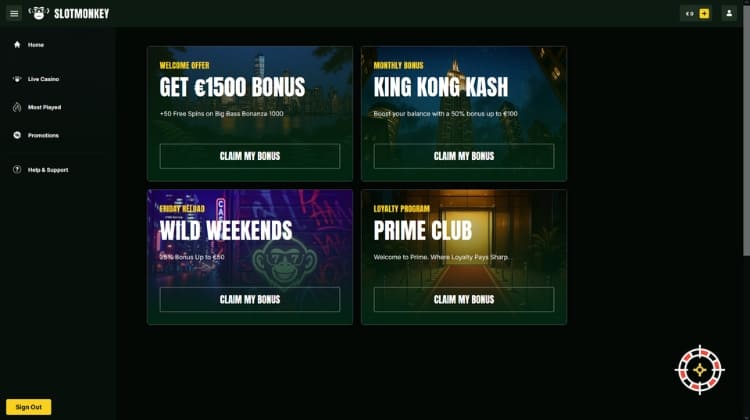 SlotMonkey Promoties en Bonussen