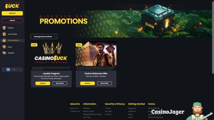 Casino Luck Promoties en Bonussen