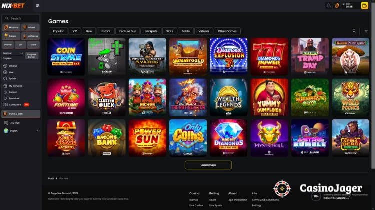 Nixbet Casino Spelaanbod
