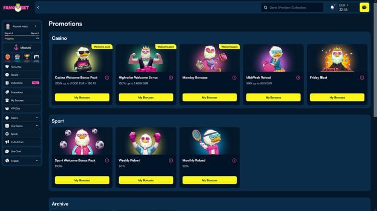Fanobet Promoties en Bonussen