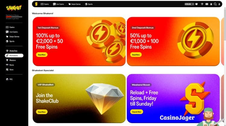 ShakeBet Promoties en Bonussen