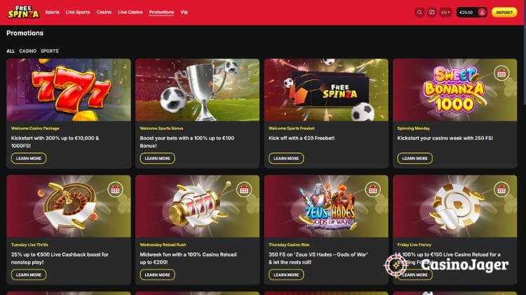 Free Spinza Promoties en Bonussen